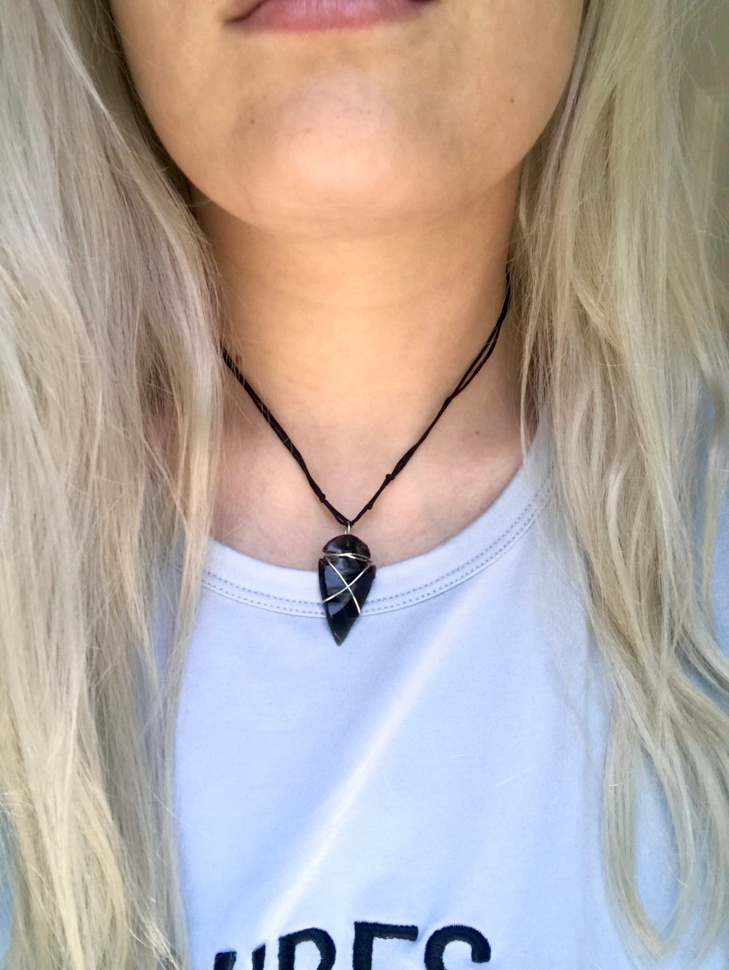 Black Obsidian arrowhead necklace